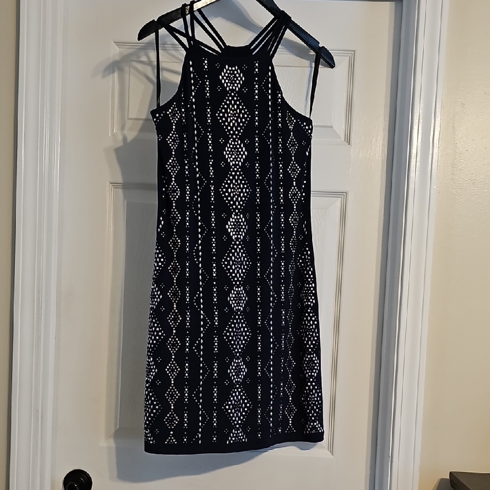 White House Black Market Strappy Black and White Mini Dress